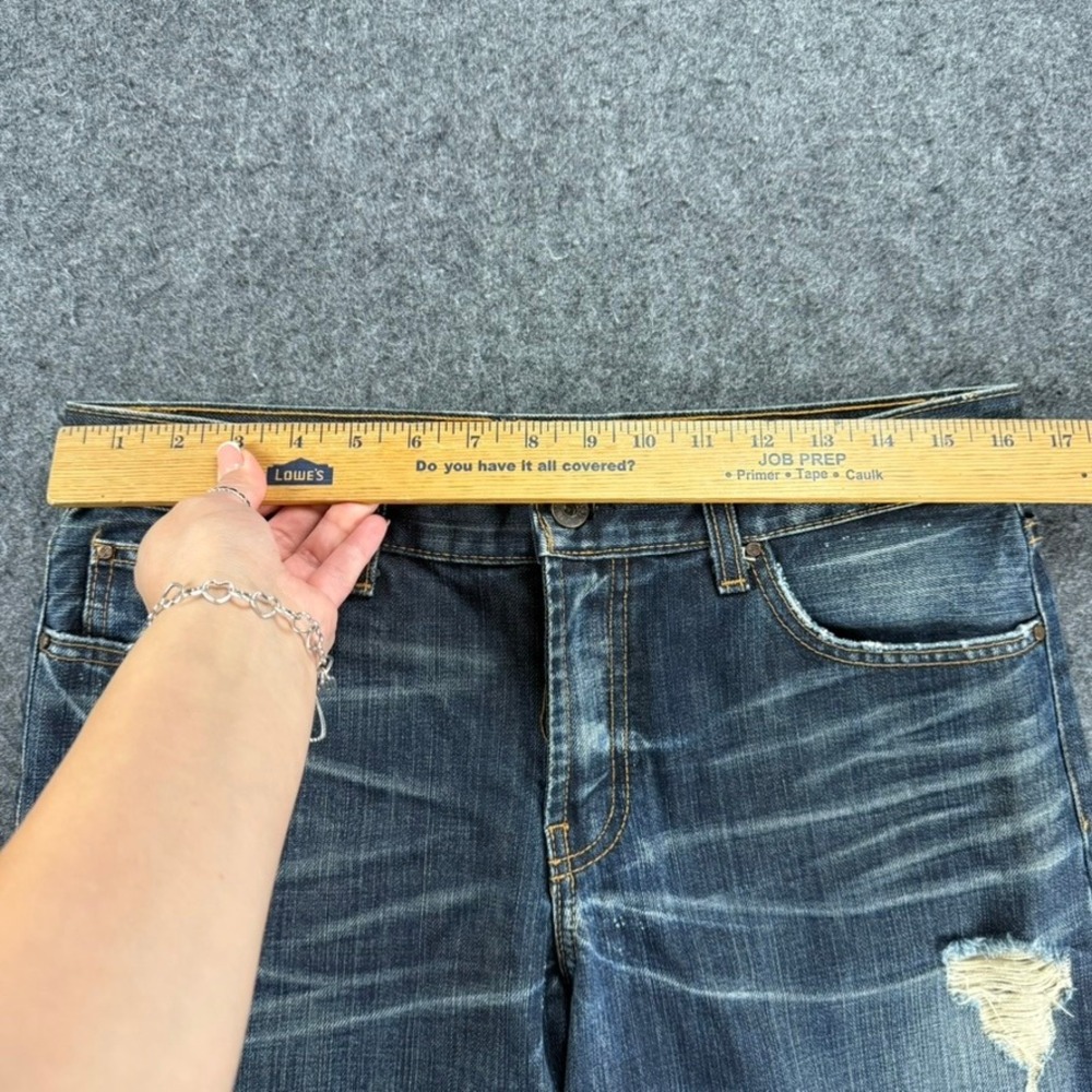 Angry Rabbit Denim Jeans Cropped Distressed Blue USA Made Womens Size 26 - Picture 5 of 8
